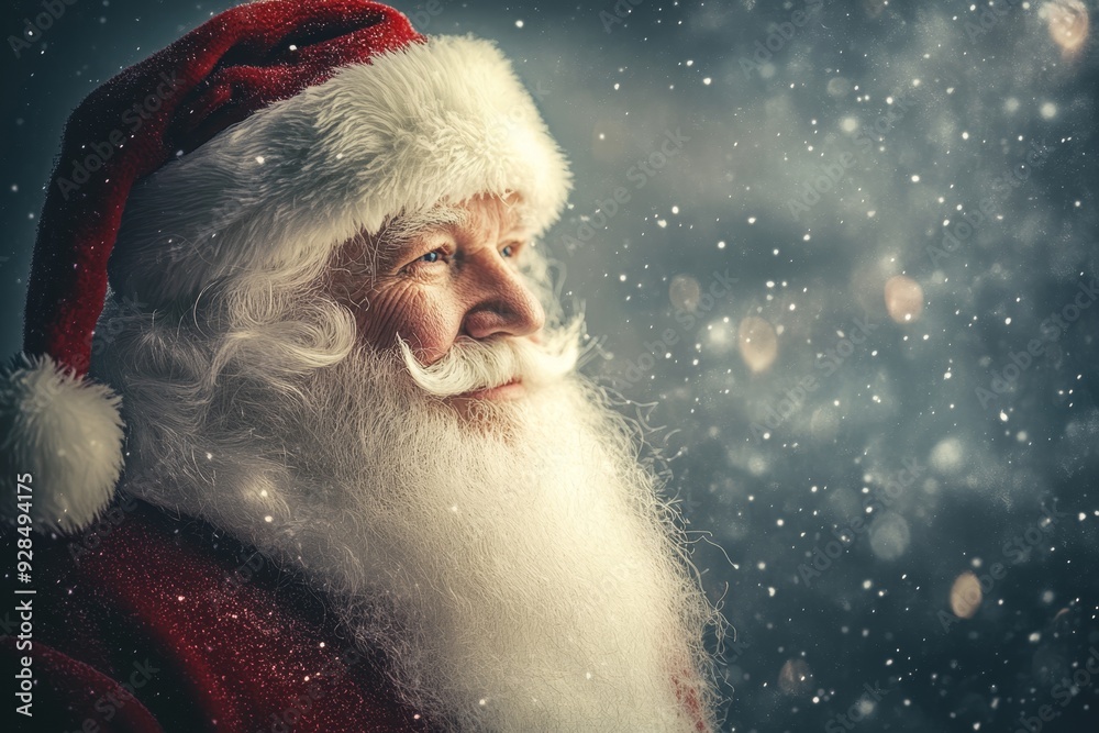 Santa Claus with warm bokeh lights in the background. Perfect for creating a cozy holiday atmosphere. Santa Claus with warm bokeh lights in the background. Perfect for creating a cozy holiday atmosphere.