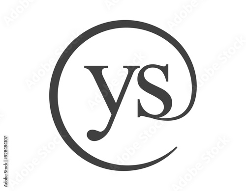 YS logo from two letter with circle shape email sign style. Y and S round logotype of business company