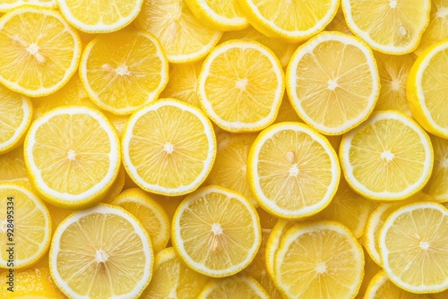 Fresh sliced lemon background, vibrant citrus texture