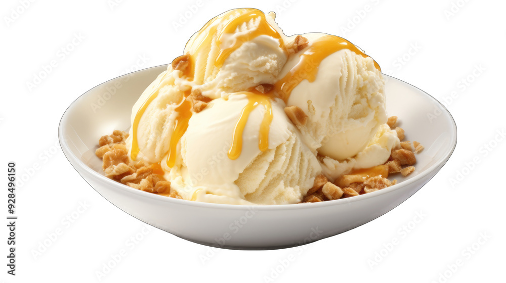 rich and flavorful dulce de leche ice cream served in a bowl on transparent background rich and flavorful dulce de leche ice cream served in a bowl on transparent background