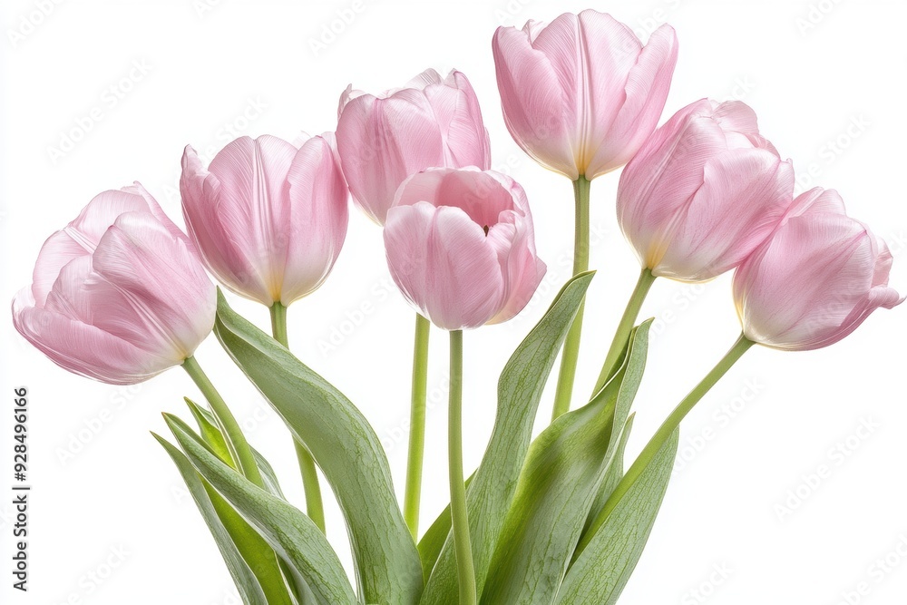 Soft pink tulips in full bloom isolated on white background Soft pink tulips in full bloom isolated on white background
