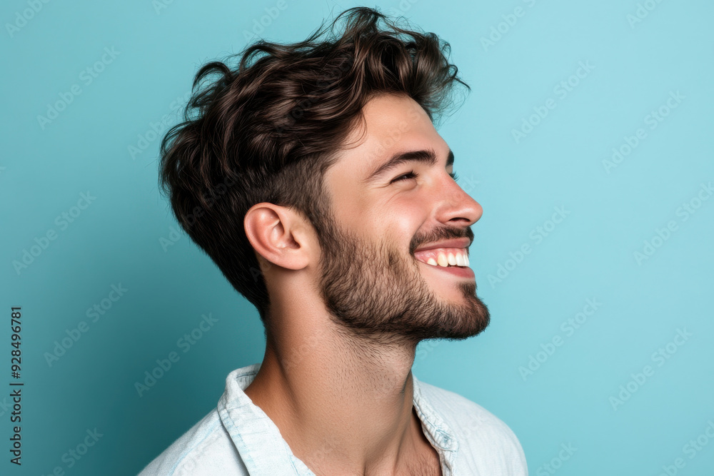 Obraz premium A close up of a man's face with his eyes closed