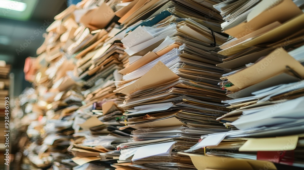 Obraz premium Pile of Paperwork in Office.