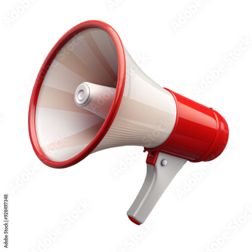 Red and white megaphone isolated on transparency background PSD