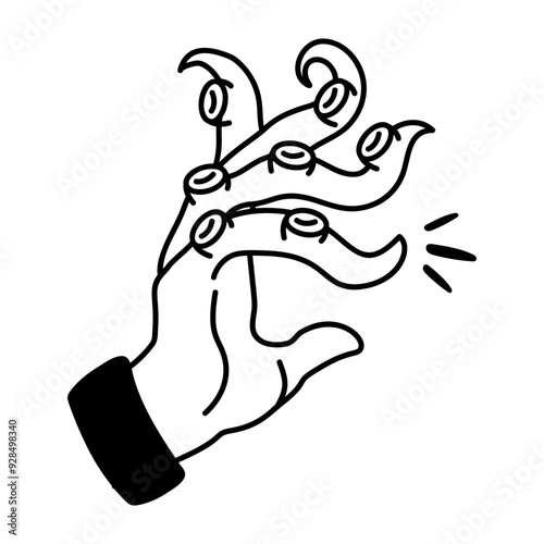 A drawing style icon of octopus tentacles 