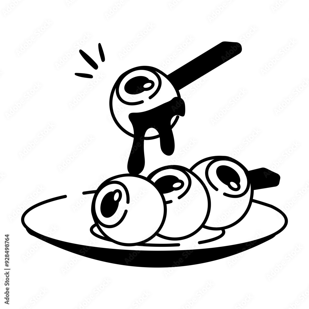 Scary eyeballs icon in doodle style Scary eyeballs icon in doodle style
