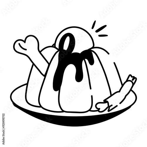 Scary dessert icon in doodle style