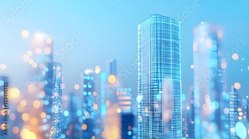 Futuristic Cityscape with Abstract Bokeh Lights