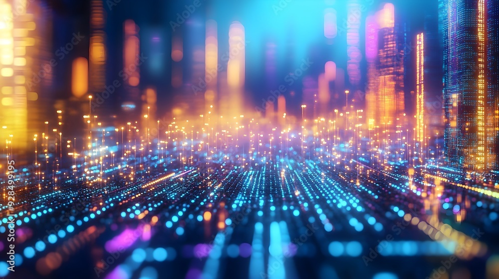 Futuristic Cityscape with Abstract Lights and Bokeh Futuristic Cityscape with Abstract Lights and Bokeh