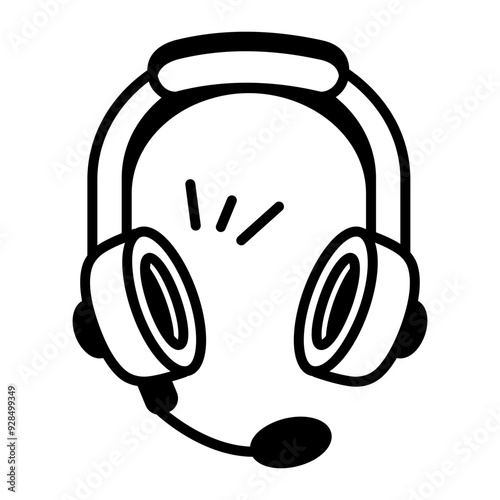 A doodle style icon of headset 
