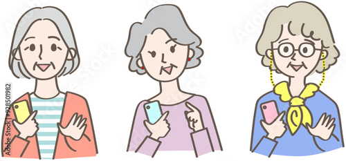 スマホを操作する女性達