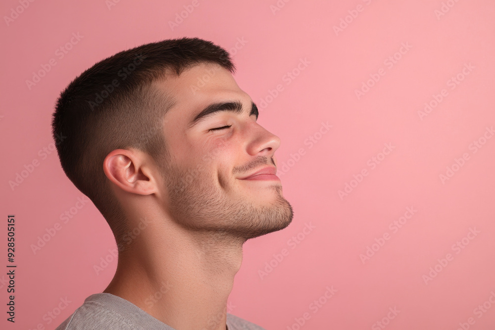 Obraz premium A close up of a man's face with his eyes closed