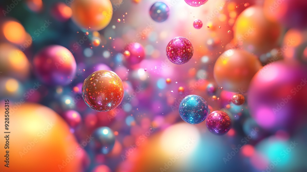 Colorful abstract spheres floating in a vibrant cosmic space Colorful abstract spheres floating in a vibrant cosmic space