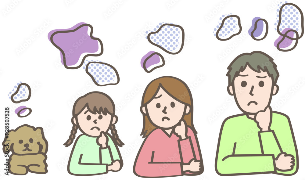 考え事をする家族