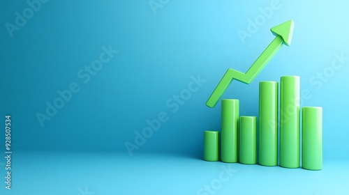 3D green bar chart with an upward arrow on a blue background symbolizing business growth and progress. Free Download 3D green bar chart with an upward arrow on a blue background symbolizing business growth and progress. - GFXLoad