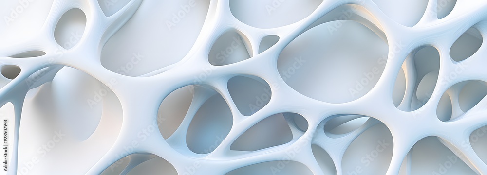 37. Abstract 3D wall art showcasing a network of interconnected shapes and smooth gradients on a pristine white backdrop. 37. Abstract 3D wall art showcasing a network of interconnected shapes and smooth gradients on a pristine white backdrop.