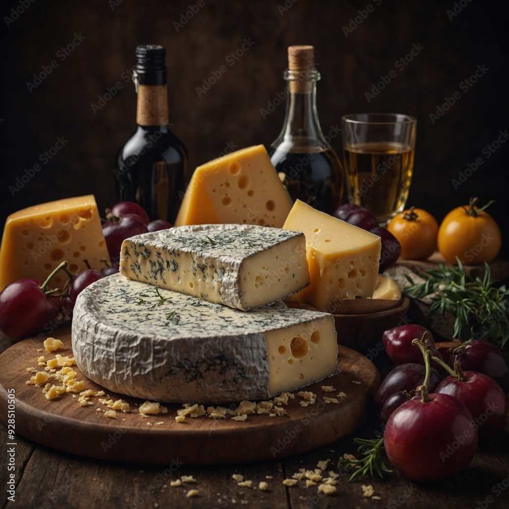 Indulge in a refined cheese presentation with a mix of rich textures and seasonal ingredients Indulge in a refined cheese presentation with a mix of rich textures and seasonal ingredients