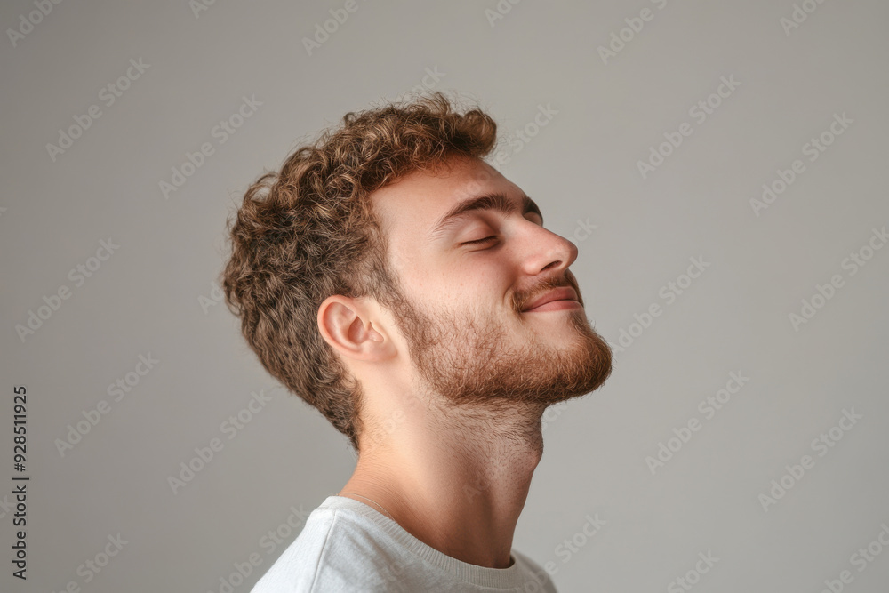 A close up of a man's face with his eyes closed A close up of a man's face with his eyes closed