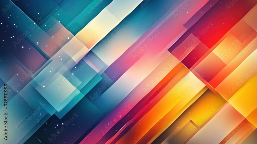 Abstract Colorful Geometric Background with Stars Abstract Colorful Geometric Background with Stars