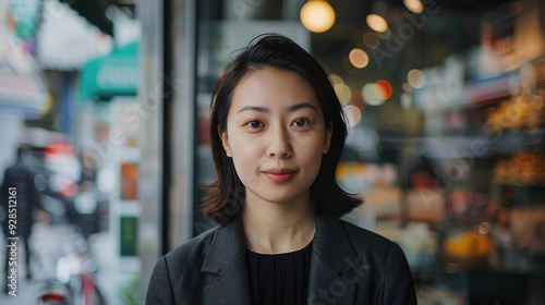 Portrait of a Young Woman in a City