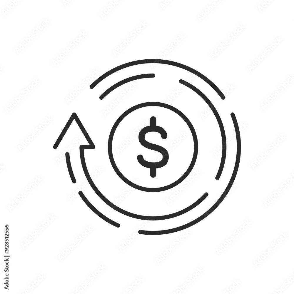 Dollar sign icon. cashback icon, return money, cash back rebate. Thin line editable vector illustration. Dollar sign icon. cashback icon, return money, cash back rebate. Thin line editable vector illustration.