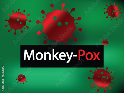 Monkey pox virus concept banner with virus cell vector.	