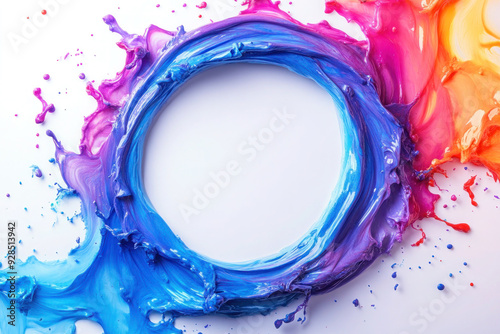 Colorful abstract watercolor frame with splashing watercolors, perfect for artistic design