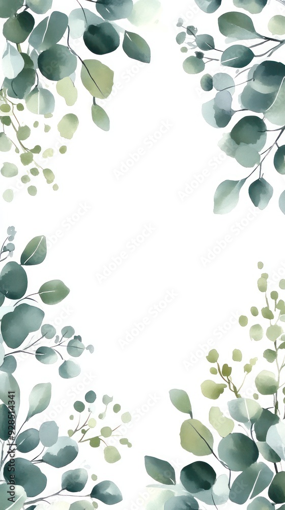 A decorative design featuring green leaves on a light background, ideal for invitations or stationery. A decorative design featuring green leaves on a light background, ideal for invitations or stationery.