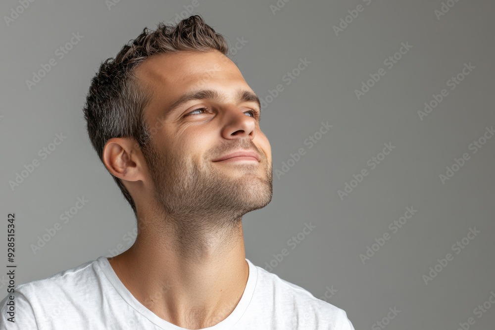Obraz premium A close up of a man's face with his eyes closed