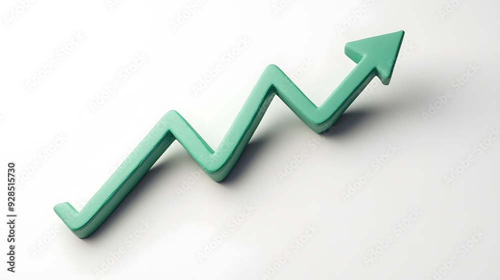 A green upward zigzag arrow representing growth, success, and progress on a white background, ideal for business and finance concepts. A green upward zigzag arrow representing growth, success, and progress on a white background, ideal for business and finance concepts.