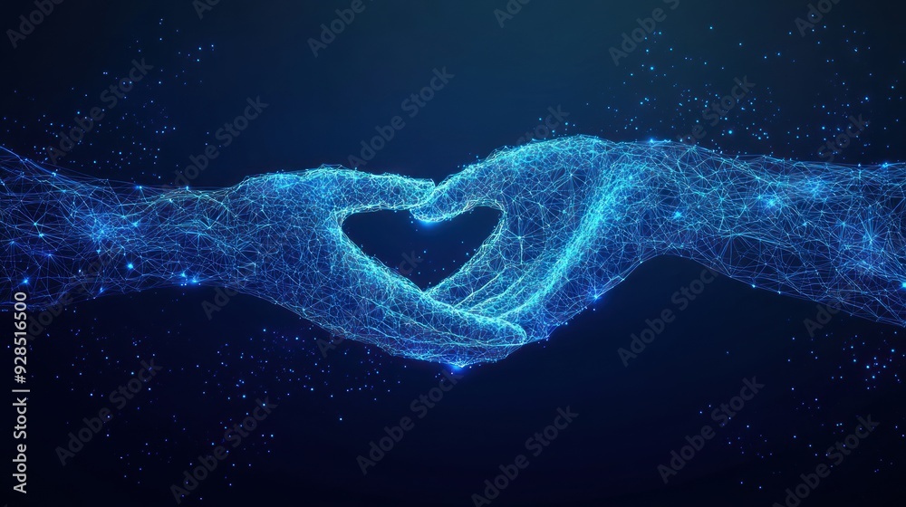 Abstract Digital Heart Formed by Two Hands Abstract Digital Heart Formed by Two Hands
