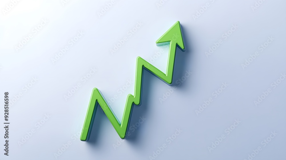Abstract green arrow showing upward trend on light background, symbolizing growth, success, progress, and positive development. Abstract green arrow showing upward trend on light background, symbolizing growth, success, progress, and positive development.