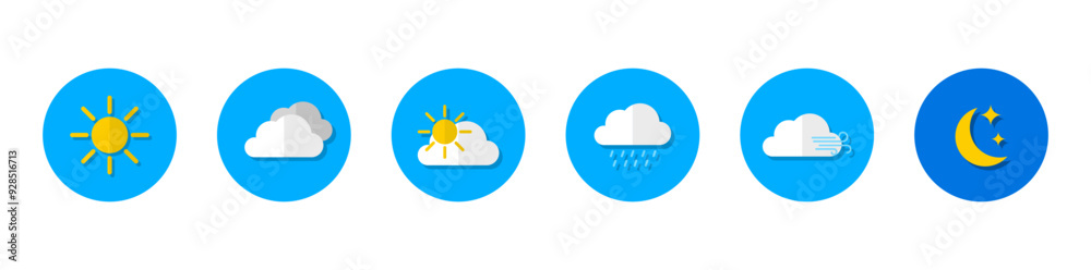 Weather icon set. Weather icons for web. Forecast weather flat symbols. Pictogram vector icons. Weather icon set. Weather icons for web. Forecast weather flat symbols. Pictogram vector icons.