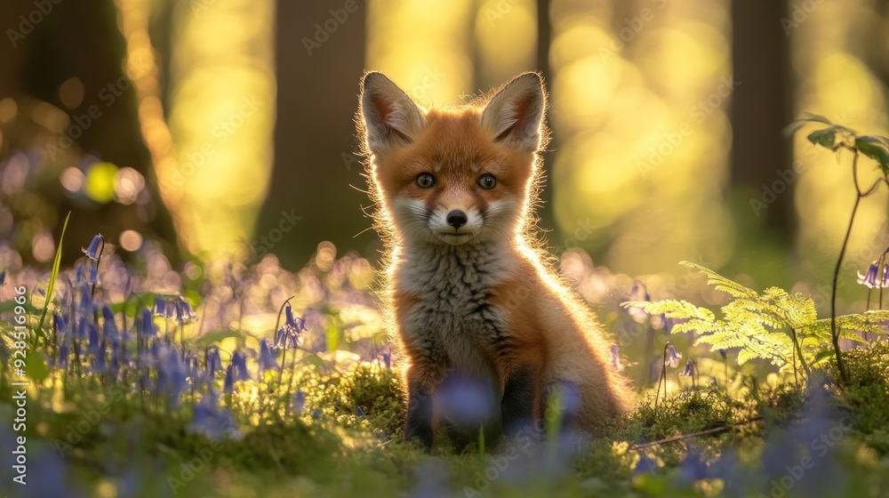 Fototapeta premium Fox Cub in a Forest Clearing
