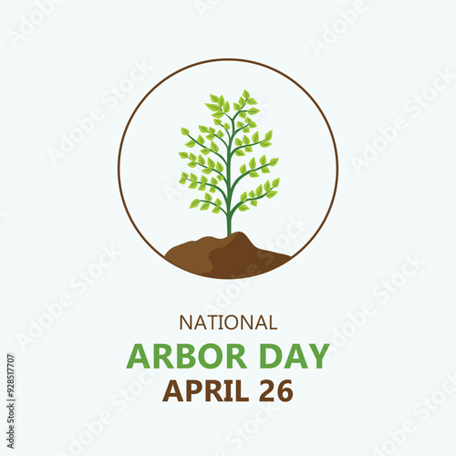 Happy Arbor Day vector illustration, Badge, Seal, Sticker, Stamp, Label, Tag, Greetings Card, Logo, Emblem Vector Illustration Design, Arbor Day Design photo