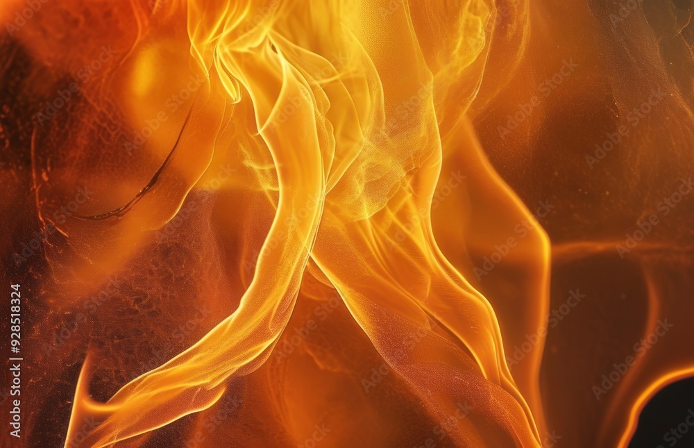 Fire emerges from a vase featuring a woman's face. Fire emerges from a vase featuring a woman's face.