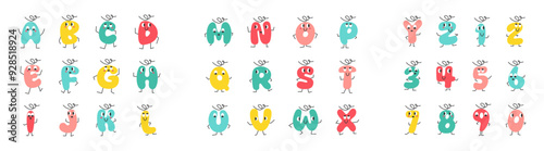Cute children alphabet. Kids font. Vector illustration
