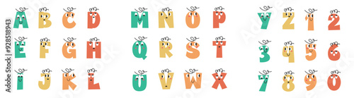 Cute children alphabet. Kids font. Vector illustration