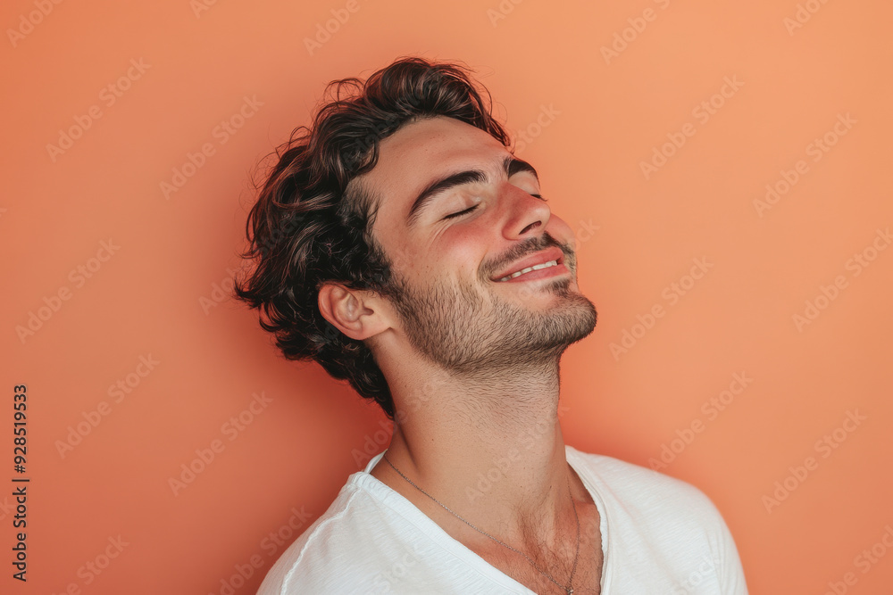 Fototapeta premium A close up of a man's face with his eyes closed