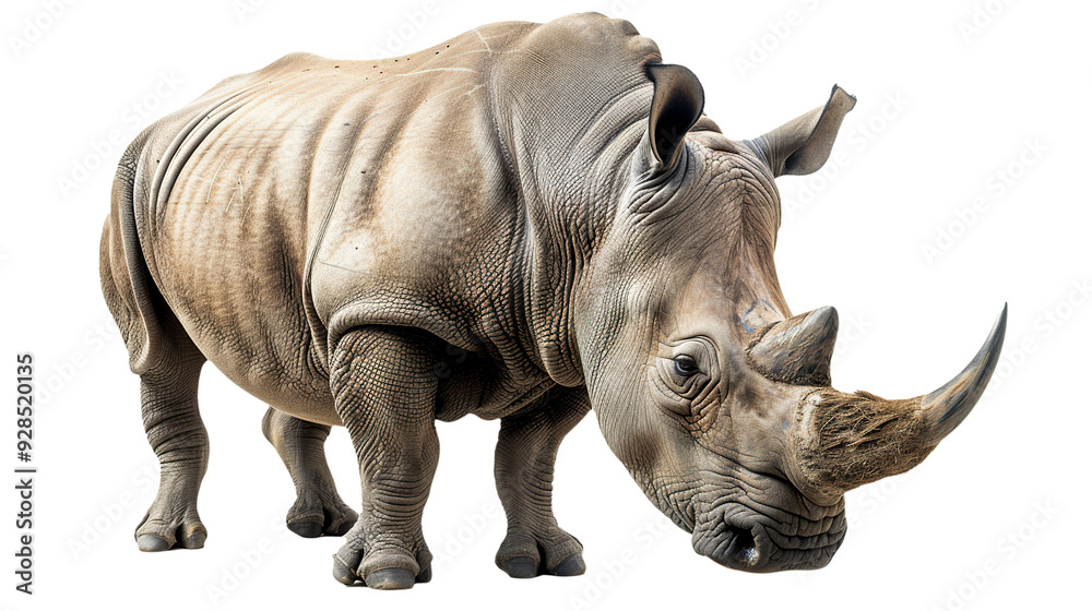 Fototapeta premium Rhinoceros isolated on transparent background, PNG
