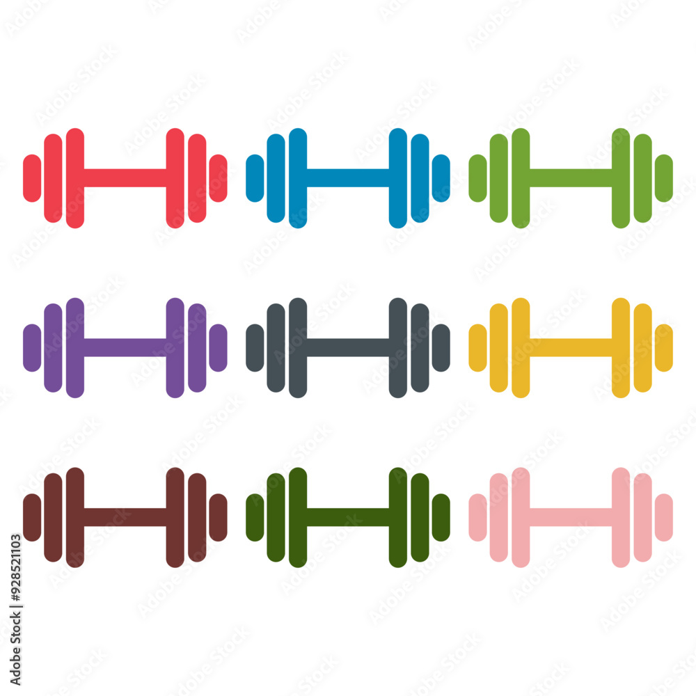 Set of Fitness weight icon, dumbbell design web button vector illustration Set of Fitness weight icon, dumbbell design web button vector illustration