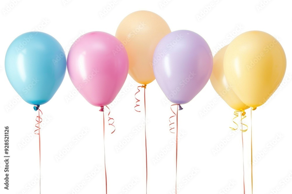 Colorful Pastel Balloons Cluster Against White Background
