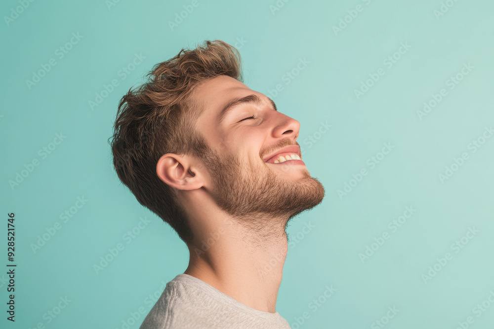 A close up of a man's face with his eyes closed A close up of a man's face with his eyes closed