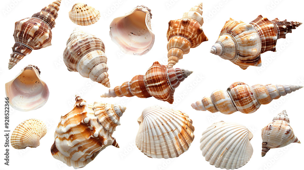 Obraz premium Seashells isolated on transparent background, PNG