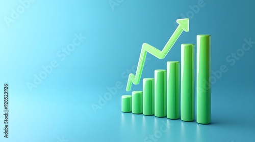 Free Download Green bar chart on a blue background with an upward trending arrow symbolizing growth, success, and progress in business and finance. - GFXLoad
