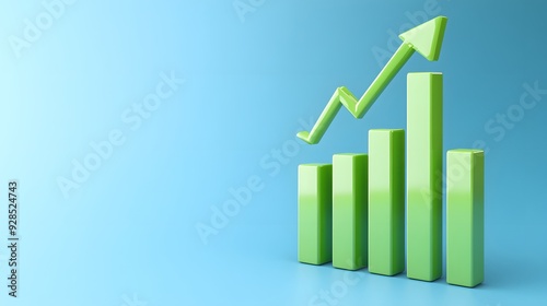 Free Download Green bar chart with arrow showing upward growth on a blue background, symbolizing business success, progress, and financial increase. - GFXLoad