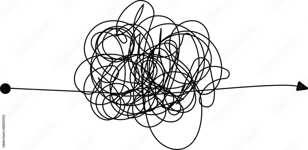Tangled scribble. Linear style. Scrawl icon.