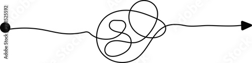 Tangled scribble. Arrow icon. Doodle style.