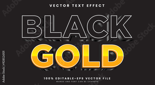 Black Gold shiny editable text effect Template