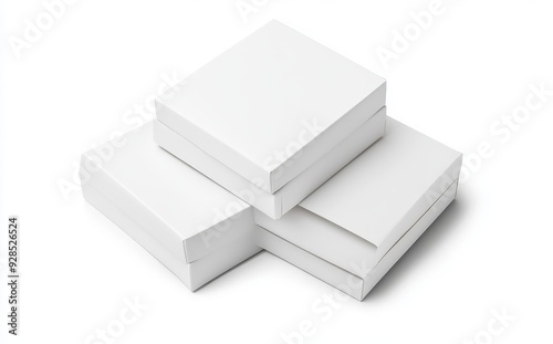 Isolated on white background, white box tall shape product packaging with front and side views.